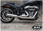 Preview: BSL 2-1 Classic High Exit Auspuff / Headpipes 70mm with BSL Bomb VA Satin / Softail / Euro 4 / TÜV