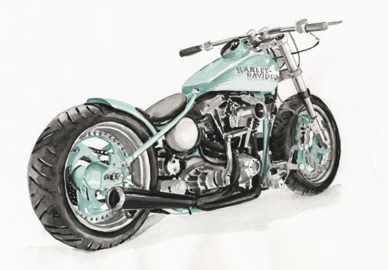 Kunstdruck - Harley Custom - Helderheit / auf Leinwand / limitiert / 75 x 50 cm