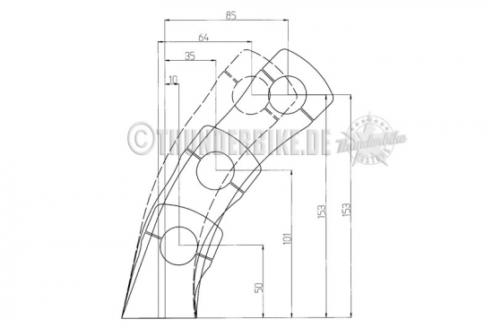 TB-RISER Alu Poliert / 4" Pullback / 35 mm / 25 mm / ohne Kabeldurchführung