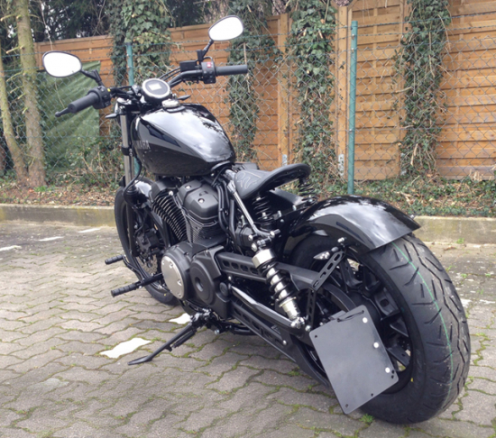 MB vorverl. Fußrasten / Ness Style gefräst / schwarz glanz / 35 cm vorverlegt / YAMAHA XV 950 Bolt / R / ABE