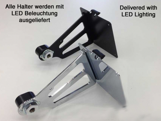 seitl. MB - Kennzeichenhalter Kompl.-Set - Chrom / Honda VT 1300 CX / SC 61 / TÜV