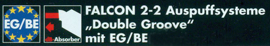 Black SuperSale: FALCON Double Groove / Komplettanl. / KAT / black / HARLEY DYNA Street Bob / 08 - 16 / EG-BE