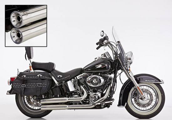 FALCON Double Groove Komplettanlage / silber poliert / HD Softail Heritage Classic / ab 2007 / EG-BE