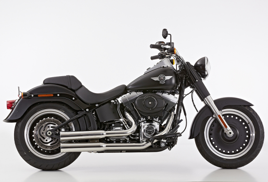 FALCON Double Groove / Komplettanlage / KAT / poliert / HD Softail FatBoy Lo / Special / ab 2011 / EG-BE