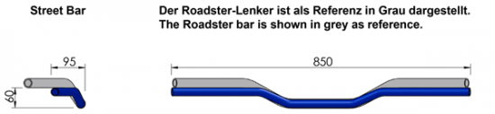 LENKER Streetbar 1" (1 Zoll) / Alu - schwarz glanz / Japaner / 850 / 60 / 95 mm / ABE