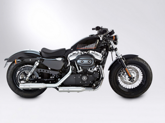 MILLER 2-2 Harley Sportster XL 883 / 1200 / SlipOn Auspuff / silber / SILVERADO I / 04 - 13 / EG-BE