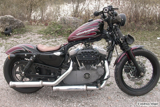 PENZL - Retro Line - verstellb. / fein gebürstet + Verstellhebel schwarz / Harley Sportster / 2004 - 2013 / EG-BE