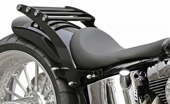 BR - Custom - Gepäckträger / Harley Softail / Custom - Bikes / 95 - 07 / 18" Heckfender - 200er  / Steel schwarz