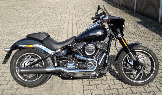 MILLER - Destiny  - schwarz - 2-1 - SlipOn - Euro 4 / HD Softail SportGlide / FLSB / 107 CUI / 2018 - 2020 / ABE