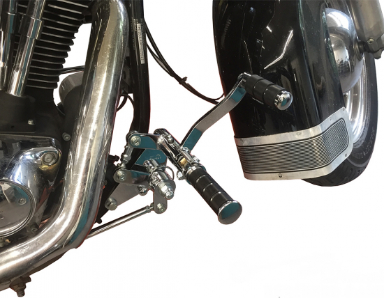 MB Fußrastenanlage / 12 cm / chrom / Sundance Look / gefräste Hebel  / HD SOFTAIL - FX - MOD / TÜV