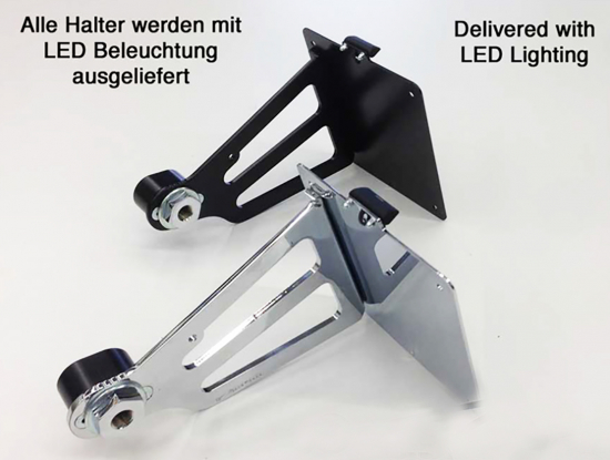 seitl. MB - Kennzeichenhalter - Kompl.-Set - schwarz glänzend / Suzuki LS 650 Savage / TÜV