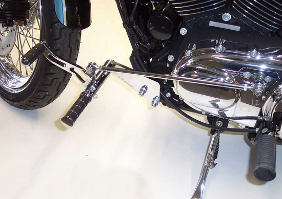 MB Fußrastenanlage / 42 cm / chrom / Ness Style / gefräste Hebel  / HD Sportster / XL2 / ABS / ab 2013 / Tüv