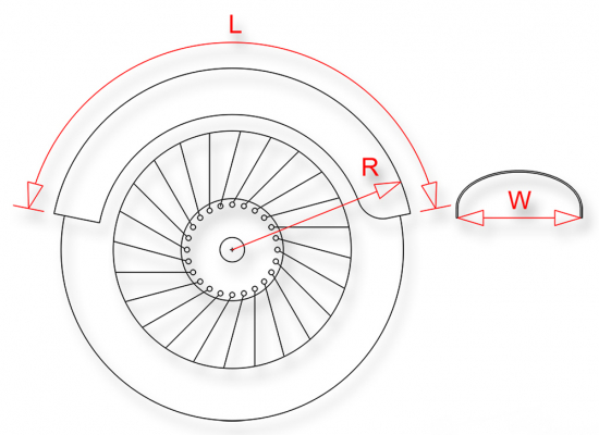 STEEL - HECKFENDER - Round / Stahlblech roh / 200 mm Breite / für Hinterräder 15" - 17"