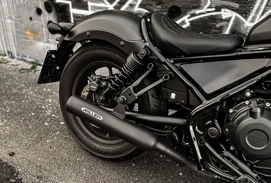 Sofort: Black Black SALE: MILLER 2-1 - Custom I - Honda CMX 500 Rebel / SlipOn / EURO 4 / EG-BE