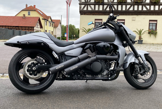 Black-Sale: MILLER "El Grande" Komplettanlg. / mit KAT / schwarz - schwarz / Suzuki M 1800 R + R2 + RT / EG-BE