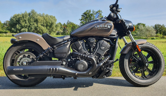 MILLER - YUKON - SlipOn / Edelstahl schwarz-matt - EURO 5+ / Indian Scout - 1250 ccm / EG-BE