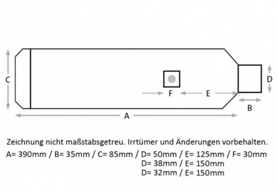 MILLER - EVO 1 - Universal Endschalldämpfer / silber poliert / 85 - 390 - 50 / 45 / 38 / 32 / EG-BE