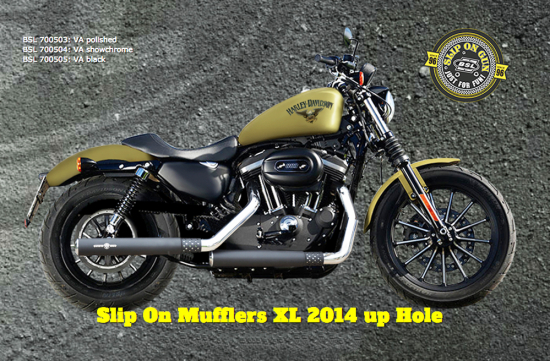 BSL SlipOn Auspuff-Endtöpfe hole / showchrom / Sportster / ab 2014 / TÜV