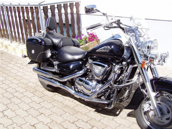 Black Sale: EAGLE IRON - Komplettanlage - Straight Cut / 2 in 2 / black matt / Suzuki VL 1500 / EG-ABE