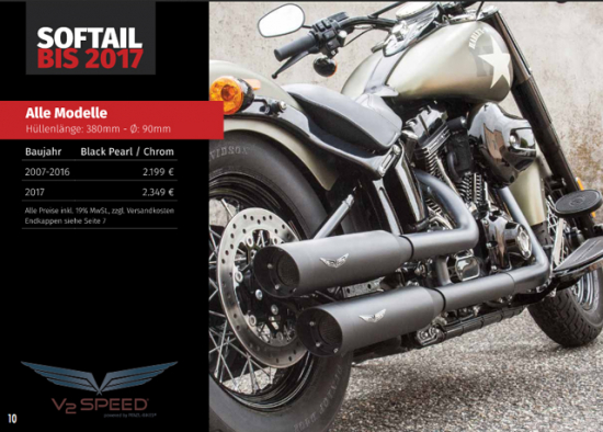 PENZL - V2-Speed Auspuffset verstellb. / black cera. / Harley Blackline & Crossbones / 2008-16 / EG-BE