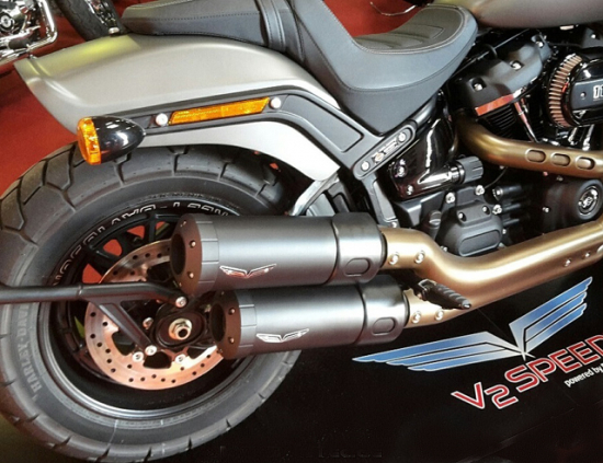 PENZL - V2-Speed Auspuff / elek. verstellb. / Platin Bronze / HD Softail Fat Bob / ab 2018 / EG-BE