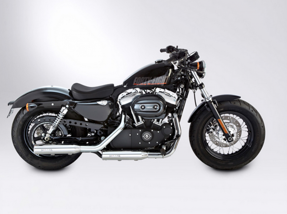 MILLER - Silverado II - SlipOn / silber / Harley Sportster XL 883 + XL 1200 / 2014 - 2016 / EG-BE