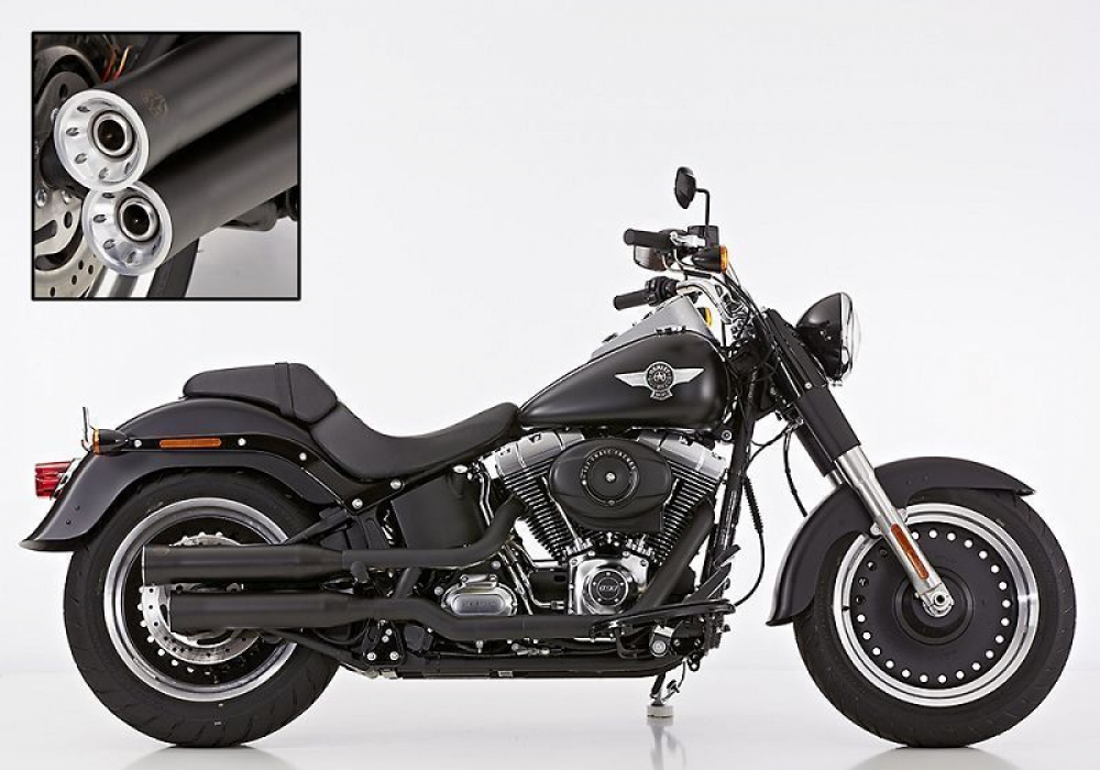 Black Sale: Falcon Double Groove / Komplettanlg. / black / HD Softail Fat Boy / ab 2007 / EG-BE