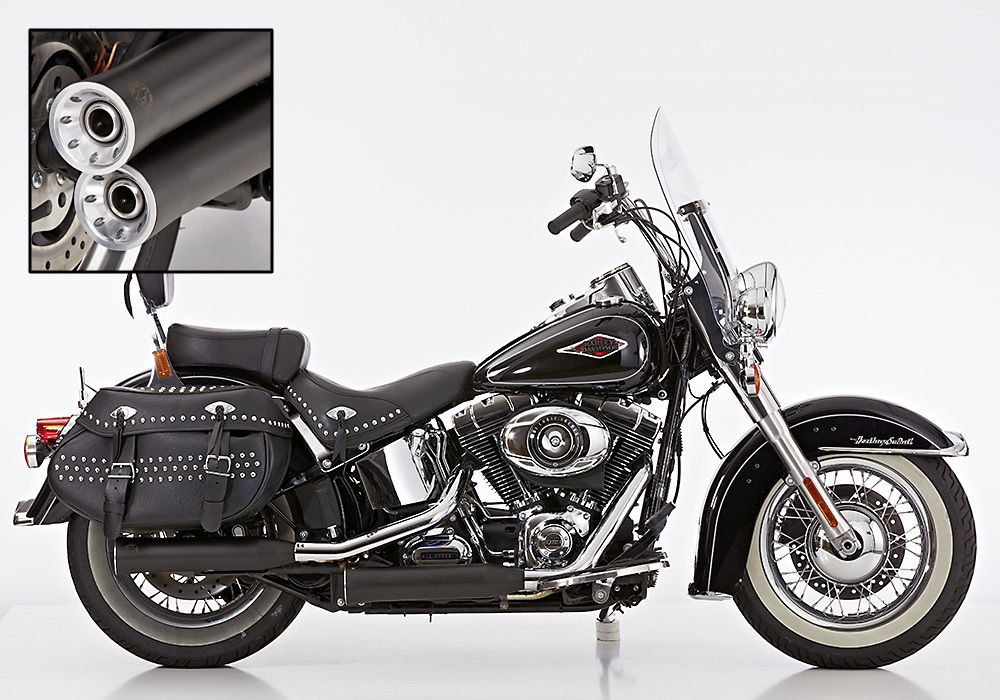 EURO 3: Falcon Double Groove - Slip On / black / HD Softail Heritage Classic / ab 2007 / EG-BE