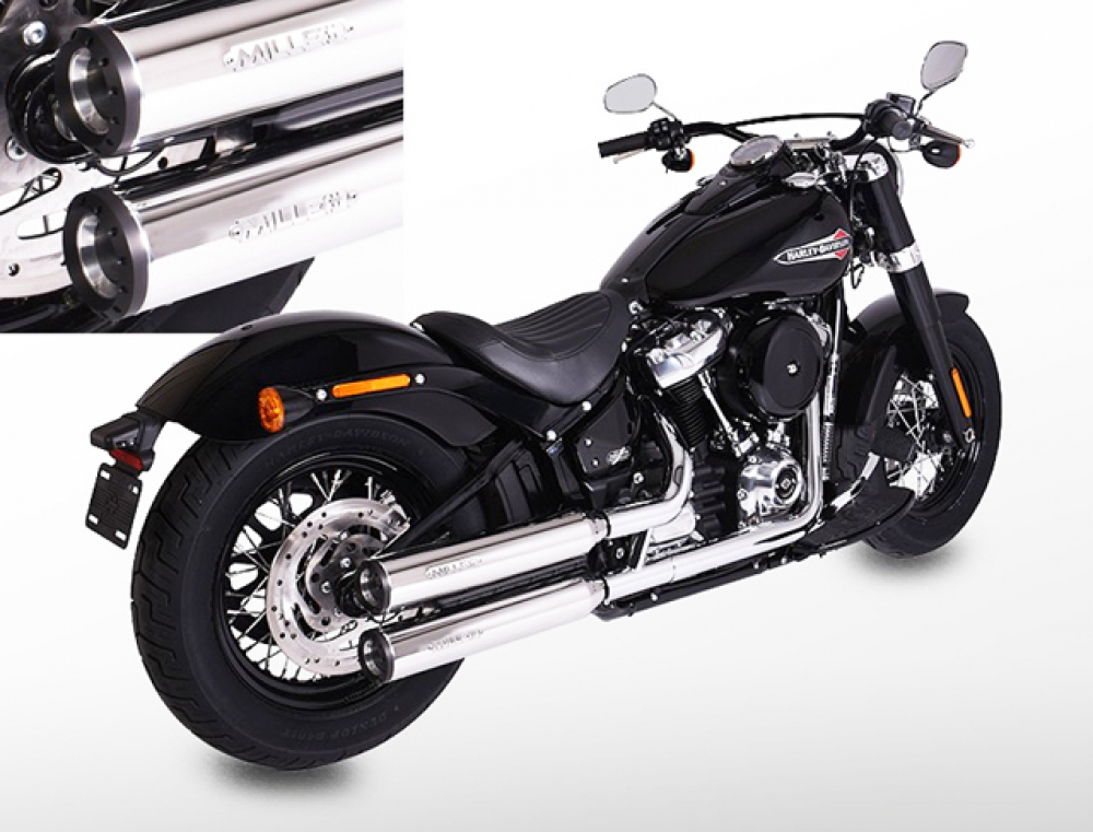 Sale: MILLER - Independence - silber - 2-2 - SlipOn / EURO4 / HD Street Bob /  107 CUI / EG-BE