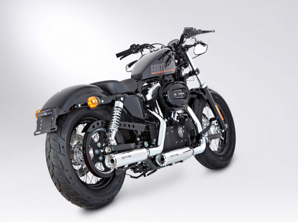 Sale: MILLER 2-2 Harley - Sportster XL 883 + XL 1200 / SlipOn Auspuffanlage / silber / SILVERADO I / 2004 - 2013 / EG-BE