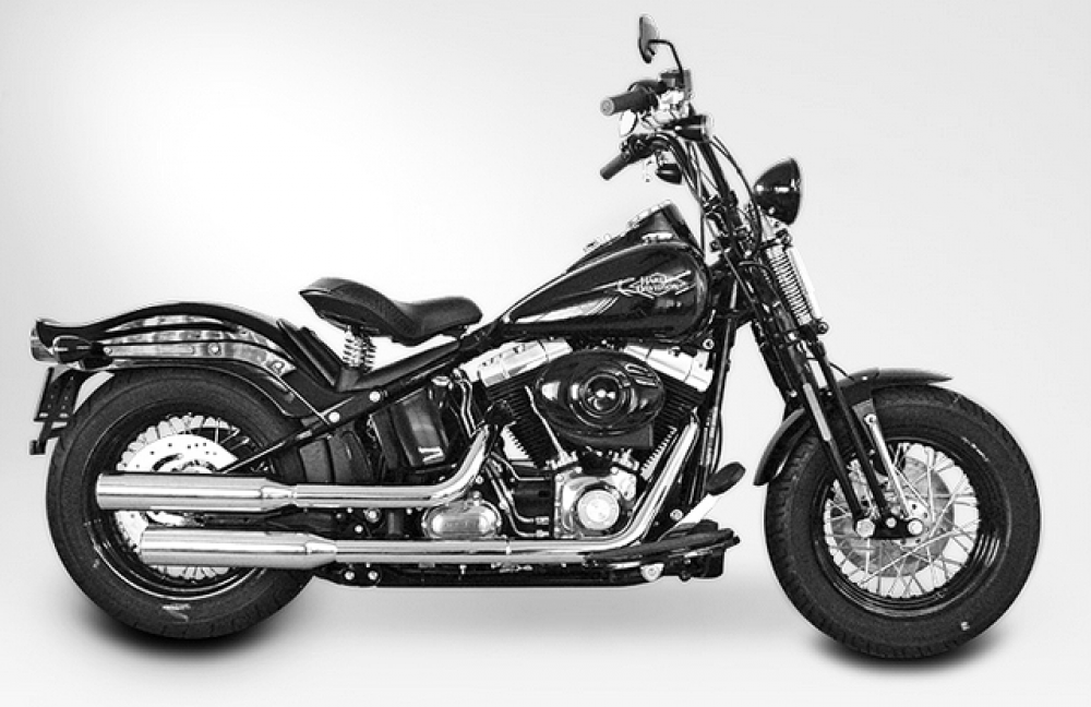 MILLER - 2-2 - Hunter - SlipOn / Harley Softail Slim / S / silber / EG-BE