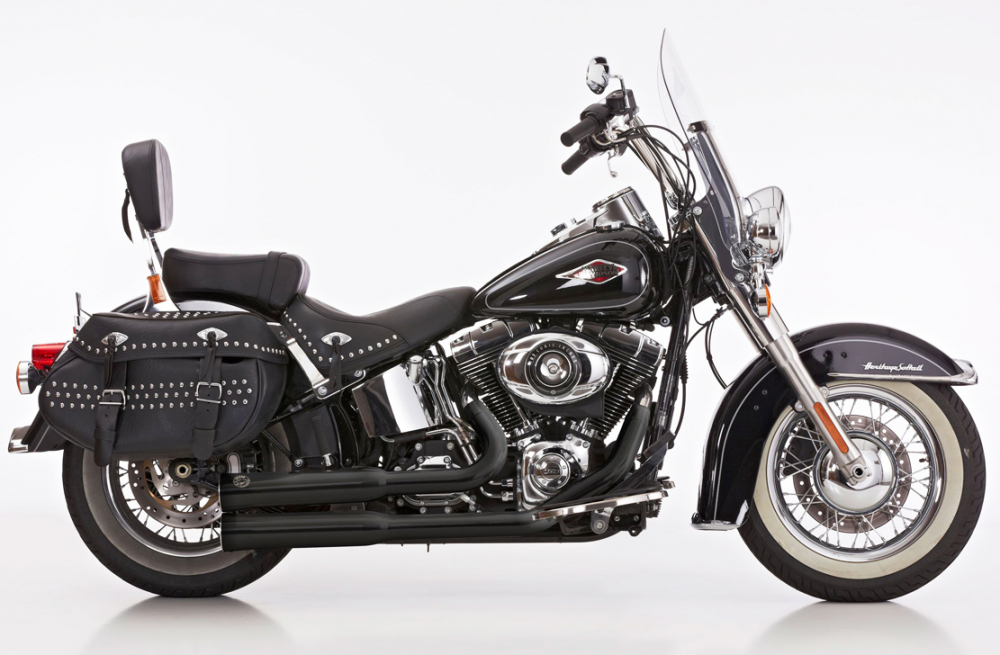 Vorführer: Falcon Double Groove Komplettanlg. / black / HD Softail Heritage Classic / FLSTC / ab 2007 / EG-BE