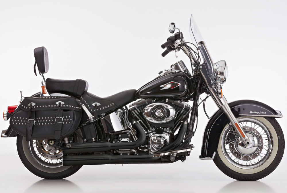 Black Sale: Falcon Double Groove / Komplettanlg. / black /  HD Softail Night Train / 2007 - 09 / EG-BE