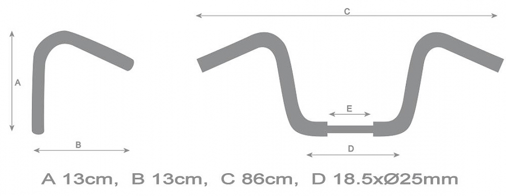 ABVERKAUF: HH LENKER Lenker - Lucifer - Chrom / 840 b x 100 mm h / 32 mm + 1" / 25,4 mm  Klemmung - 3 Loch Bohrg./ Tüv