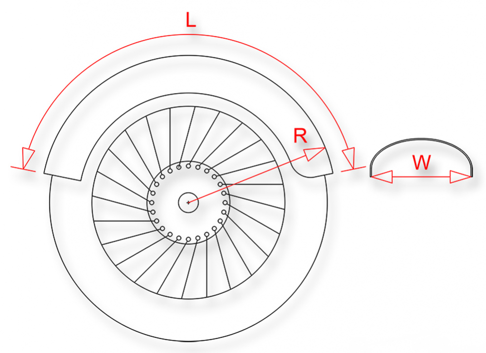 STEEL - HECKFENDER - Round / Stahlblech roh / 205 mm Breite / für Hinterräder 15" - 17"