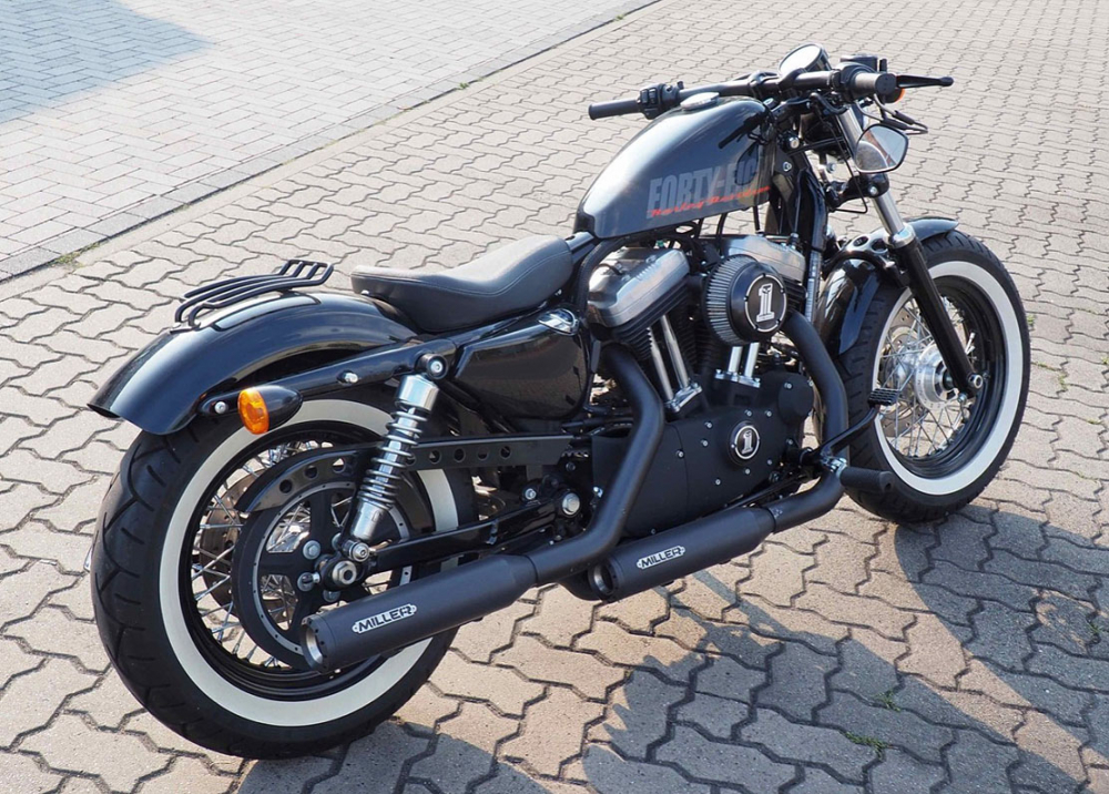 Black - Black: MILLER - Silverado III - SlipOn - black-black / HD Sportster XL 1200 - ab 2017 / EG-BE / Euro 4