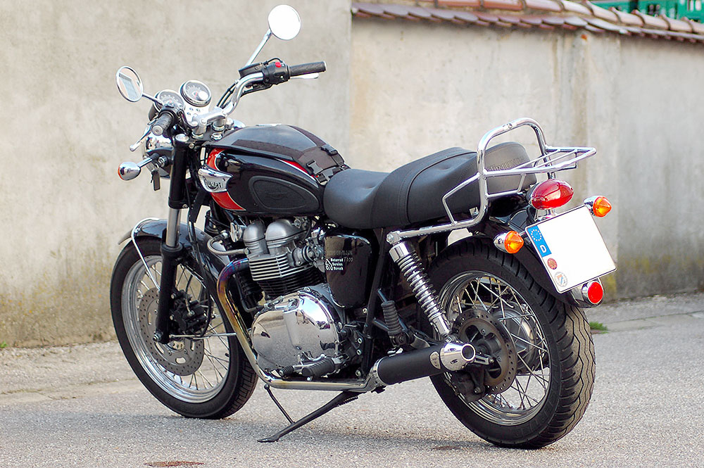 Penzl 2-2 - Triumph Bonneville T 100 / Retro SlipOn Auspuff / black / KAT / ABE