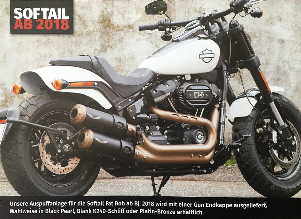 PENZL - V2-Speed Auspuff / elek. verstellb. / Platin Bronze / HD Softail Fat Bob / ab 2018 / EG-BE