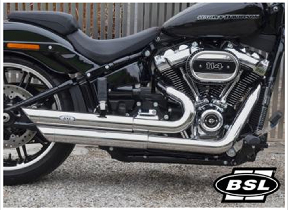 BSL Top Chopp Slant Higher Auspuff / Headpipes 70mm VA Polished / Softail / Euro 4 / TÜV