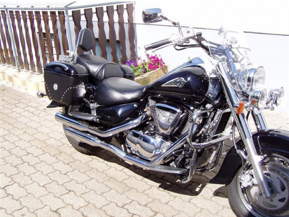 Black Sale: EAGLE IRON - Komplettanlage - Straight Cut / 2 in 2 / black matt / Suzuki VL 1500 / EG-ABE